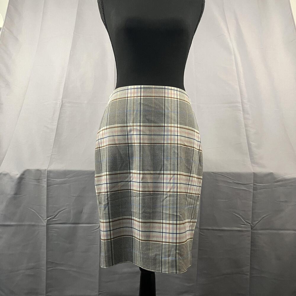 Express Skirt Womens 4 Plaid Pencil Career Office Lined Back Vent Stretch